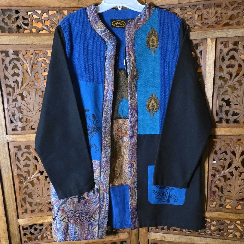 Allure Blue and Black Patchwork Women's Jacket